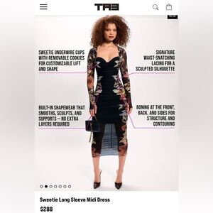 TA3 Sweetie Long Sleeve Midi Dress L